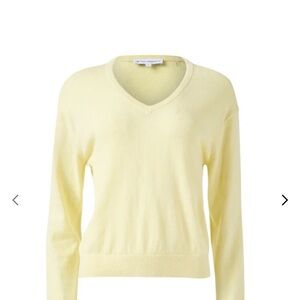 White + Warren Soft Yellow V-Neck Sweater